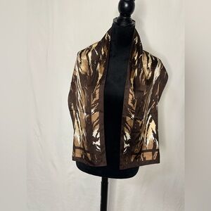 Adrienne Landau Abstract Brown and Cream Scarf